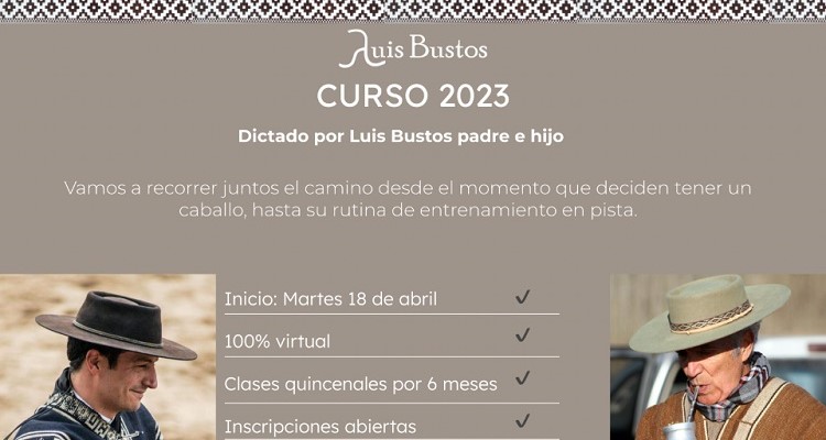 Completo curso virtual sobre rienda será dictado por Luis Bustos y su hijo